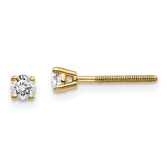 Baby/Kids Diamond Earrings Screw Back .20 TCW | 14K Gold