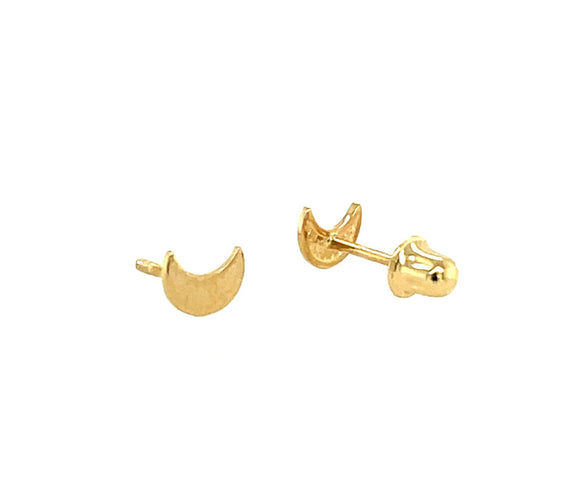 14 KT Children's Crescent Moon Screw back earrings