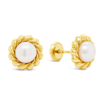 14 KT Baby Decorative trim bead Screw Back earrings