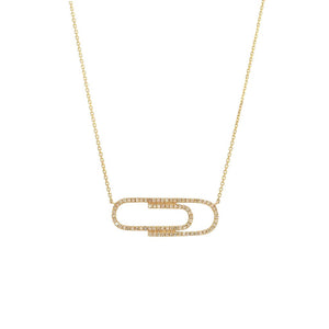 14 KT Diamond Paperclip Necklace