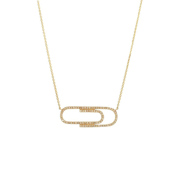 14 KT Diamond Paperclip Necklace