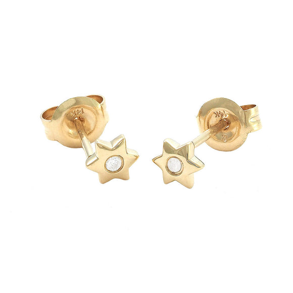 14 KT Star of David Diamond yellow gold earrings