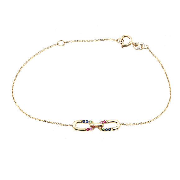 14 KT Children's Multi Gem Link Bracelet