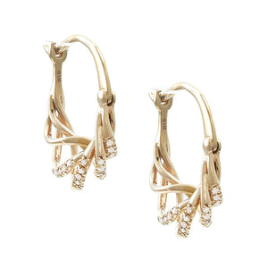 14 KT Diamond and Pearl Vine Hoops