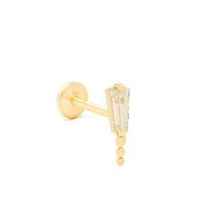 14 KT CZ Torch song baguette screw back earring