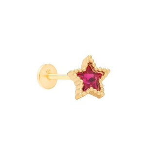 14 KT Milgrain trim star red