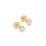 14 KT Children's Six Prong CZ 3mm. screw back earrings