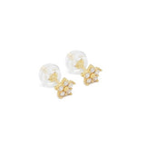 14 KT CZ Star single fancy screw back earring