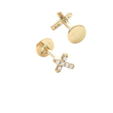 14 KT Nap Earrings Diamond Cross (Pair)