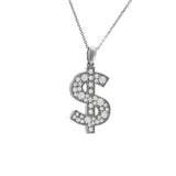 14 KT Dollar Sign Diamonds Yellow gold necklace