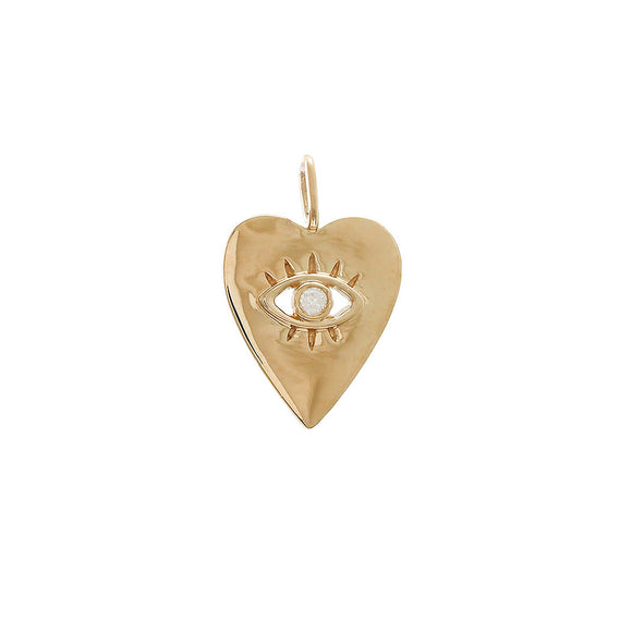 14 KT Heart symbol with diamond Evil Eye