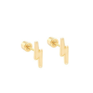 14 KT Lightening Bolt mini screw back earrings