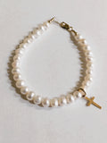 14 KT Mindy Harris Pearl Cross Bracelet