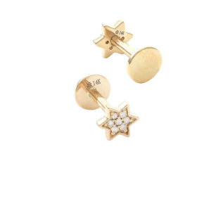 14 KT Nap Earrings Stars Flat Back Earrings (Pair)