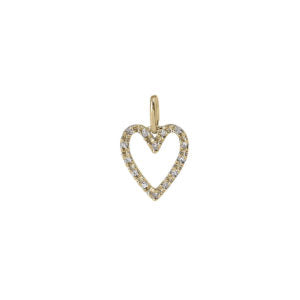 14 KT Diamond Modern Open Heart Pendant