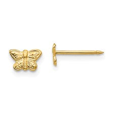 14 KT Butterfly 7mm. piercing earrings