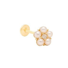 14 KT Prong Set flower Pearl bead set in 5 prong flower