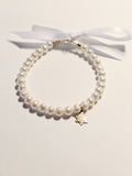 14 KT Children's Pearl Naming Star of David Bracelet (5.75 IN)