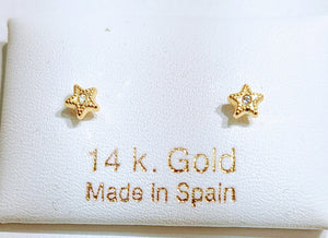 14 KT Modern Children's Star screw back earring