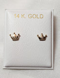 14 KT Diamond crown screw back earrings