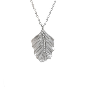 Sterling Leaf with Diamond Accent Necklace