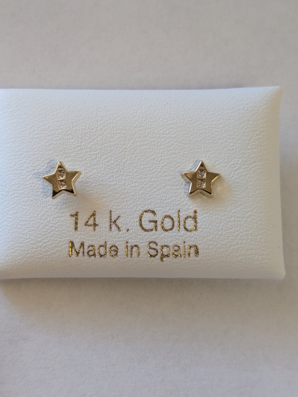 14 KT Modern Children's Star screw back earring