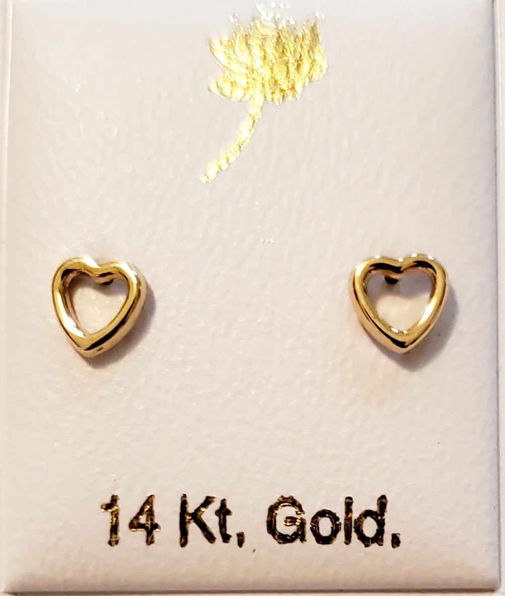 Modern Heart, Baby/Children's Earrings, Screw Back - 14K Gold