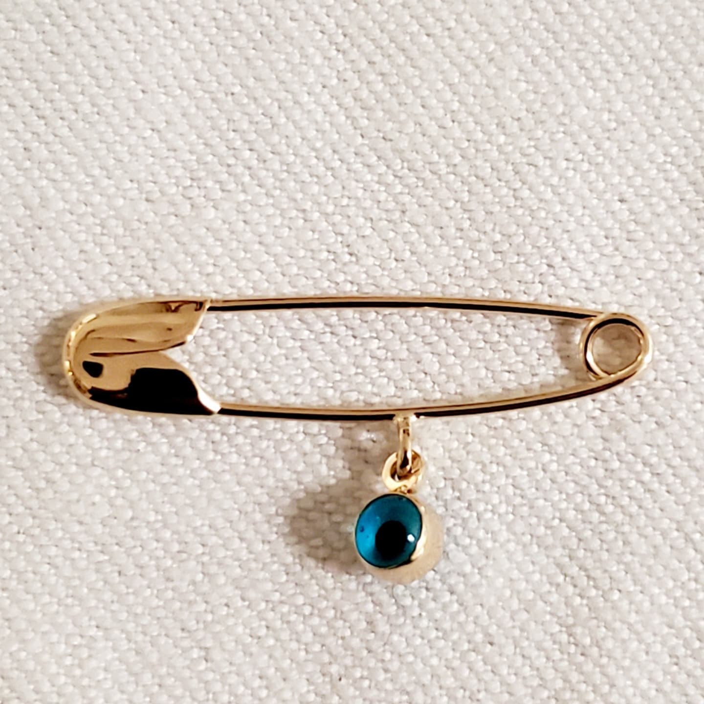 925 Sterling Silver Safety Greek Evil Eye Pin Jewelry. Silver Safety Pin  Brooch.one Hoop for Charms.protection & Good Luck Charm 