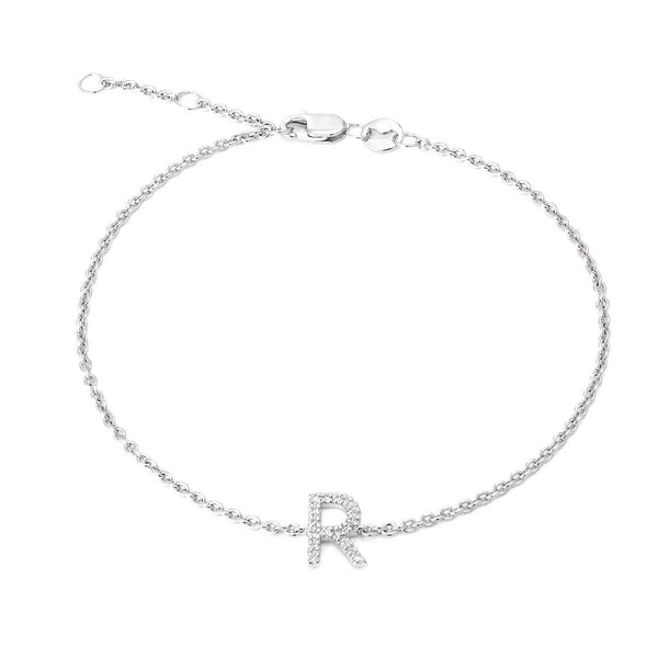 Single Letter - Bracelet Bubble Name with CZ in Silver, Gold or Rose –  JewelsDen