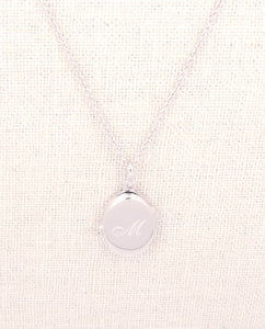 Sterling Silver Engraved Initial Disk Necklace - Polished Finish